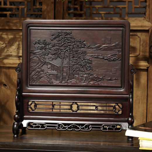 唐寅山水°精座&简座酸枝插屏 商品图0