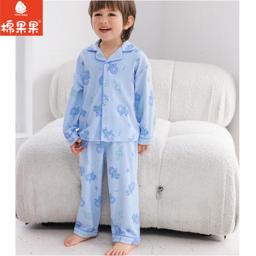 棉果果秋季新品莫代尔含牛奶丝男童90-130码中小童高品质柔软舒适爽滑细腻抗皱免烫健康抑菌家居对开套装M311304423526 商品图1