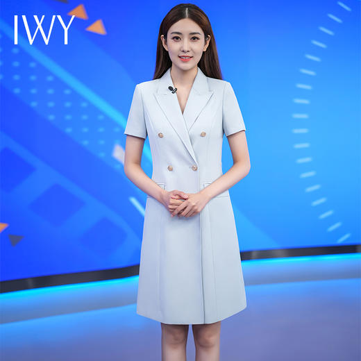 IWY/蓝色主持人同款正装女高级感气质演讲比赛服装西装连232023Q1+232023D1 商品图3