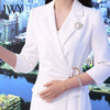 IWY/法式白色连衣裙女系带收腰气质西装裙不规则主持人上镜装Q772 商品缩略图4