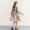 谜底花色连衣裙2023秋新款复古文艺特色拼接中长裙长袖233ML1154 商品缩略图2