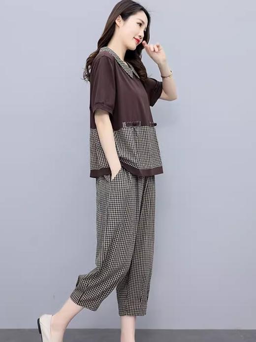 X033 休闲轻熟女套装夏天中年妈妈减龄洋气宽松4050穿搭岁哈伦裤两件套 商品图1