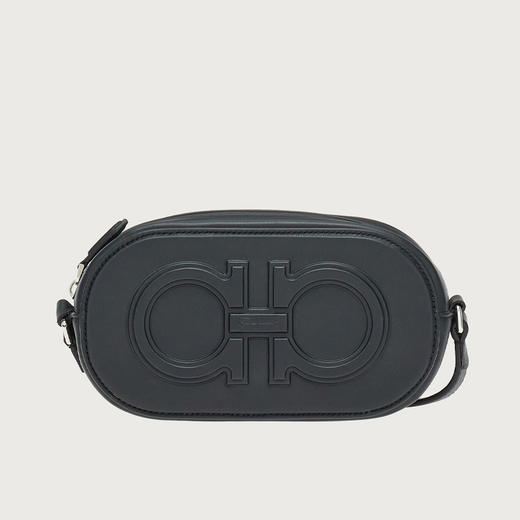FERRAGAMO 菲拉格慕 男士 GANCIO 双扣斜挎包 黑色 24 1207 757928 商品图0