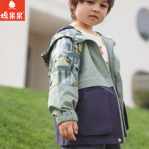 棉果果秋季新品男童撞色拼接大气抗风印花风衣M312100723470 商品图0