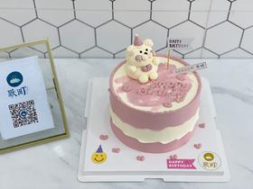 豆沙裸粉色奶油手绘小熊