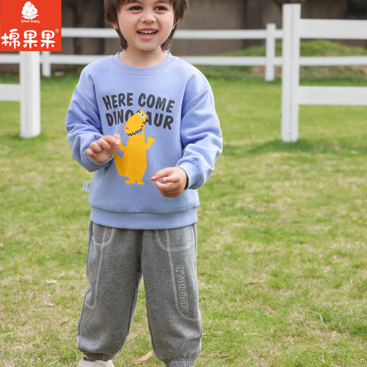 棉果果秋季新品男童圆领加绒常规套头卫衣M312180223466 商品图0