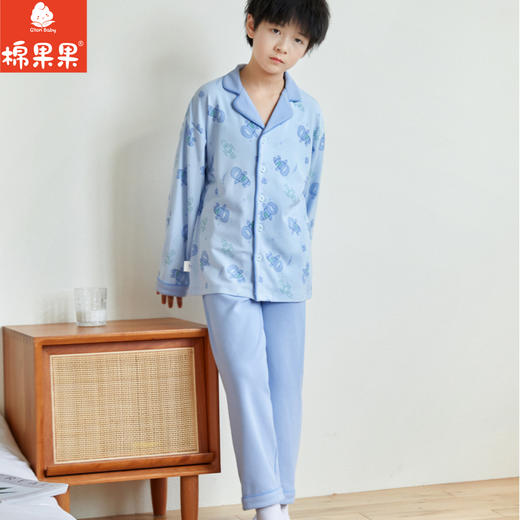 棉果果秋季新品莫代尔含牛奶丝男童140-160码中大童高品质柔软舒适爽滑细腻抗皱免烫健康抑菌家居对开套装M311304423532 商品图1