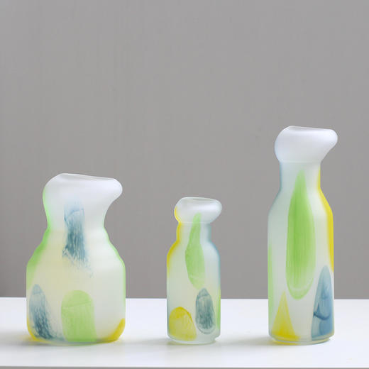 磨砂彩色玻璃花瓶餐桌器皿摆件工艺品 商品图7