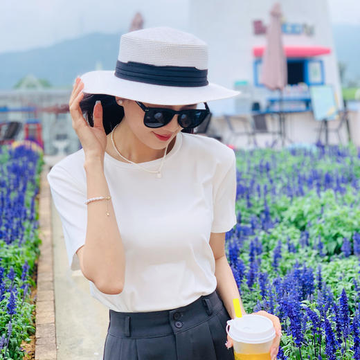 【百图lulu定制】【神仙T】低饱和度  纯色 简约短袖  棉T恤 商品图0