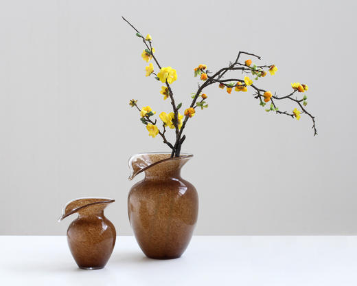 中古风磁粉咖色玻璃花瓶餐桌花器摆件工艺品 商品图8