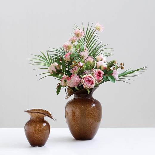 中古风磁粉咖色玻璃花瓶餐桌花器摆件工艺品 商品图7