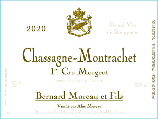 2020 Domaine Bernard Moreau, Chassagne Montrachet 1er Cru Morgeot【闪送】（65折） 商品图0