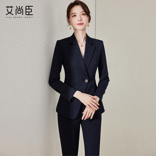 藏青色西装套装女秋季气质女神范高端经理工作服OL上班服正装西服 商品图1