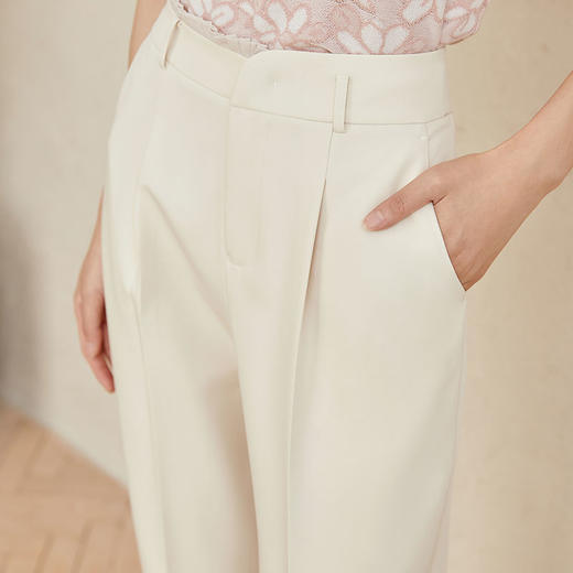 玳莎百褶花边设计感高腰西裤女2023年秋季新款小众显瘦通勤长裤  DC36302 商品图3