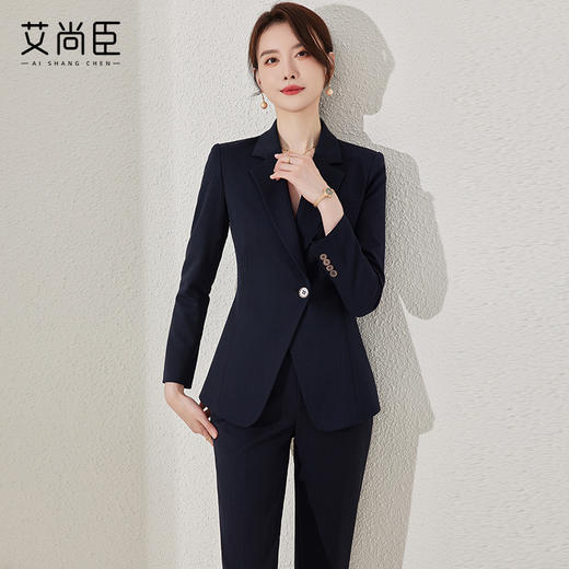 藏青色西装套装女秋季气质女神范高端经理工作服OL上班服正装西服 商品图0