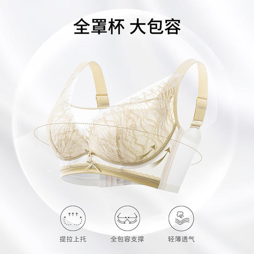 【B-D全罩杯】熳洁儿 内衣女大胸显小睫毛蕾丝文胸轻薄透气聚拢防下垂23261551 商品图1