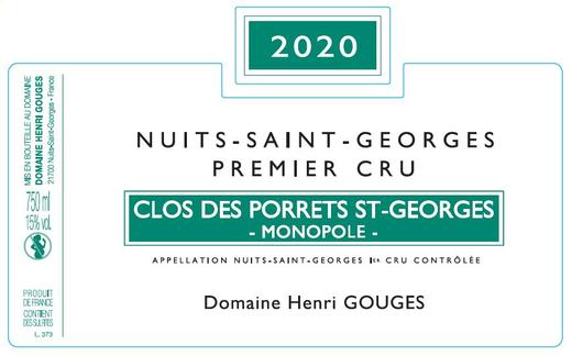 2020 Henri Gouges, Clos des Porrets St Georges Nuits-St-Georges 1er Cru【闪送】（65折）* 商品图0