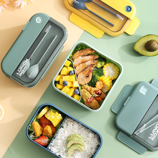 【日用百货】-INS塑料饭盒可微波炉便携午餐盒 商品图0