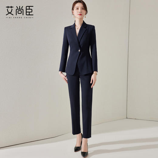 藏青色西装套装女秋季气质女神范高端经理工作服OL上班服正装西服 商品图2