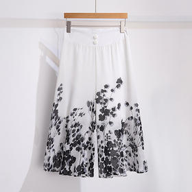 夏款通勤优雅，宽松时尚印花雪纺裙裤后腰松紧气质阔腿七分裤MYX-9414