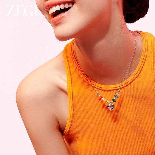 ZEGL爱心碎银子串珠多巴胺项链女夏日y2k2023新款爆款彩色锁骨链 商品图2