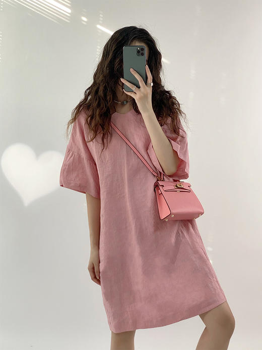 YX【现货7天】荷叶袖连衣裙2023年新款女夏季显瘦气质名媛宽松直筒裙中长款裙子 商品图2