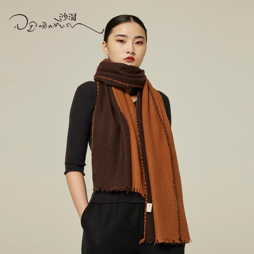 西藏氆氇两色羊绒披肩SJF94P389W 商品图5
