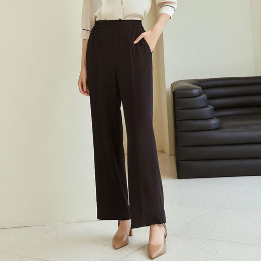 玳莎松紧腰宽松直筒裤女2023年秋季新款职业通勤显瘦休闲阔腿长裤  DC36301 商品图2
