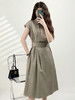 YX【现货7天】简约通勤气质衬衫连衣裙女2023夏季新款韩版设计感系带收腰中长裙 商品缩略图3