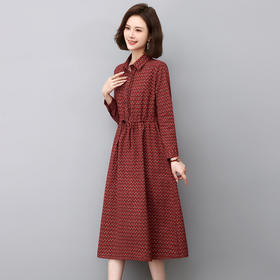 HR WJ23099波点连衣裙韩版气质减龄纯棉a字裙
