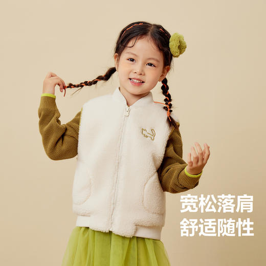 迷你巴拉男童女童马甲宝宝时尚宽松保暖羊羔绒儿童棒球服外套 商品图2