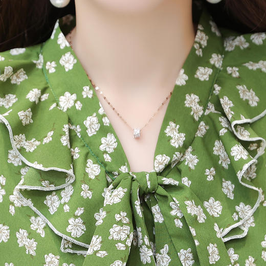 时尚修身，拼结假两件中长裙印花连衣裙QYM-JJ-6123A55-Y 商品图3