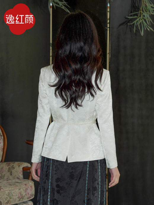 逸红颜明月优选#『琉萤』中式进口提花收腰西服上衣，淡雅却气场十足！ 商品图11