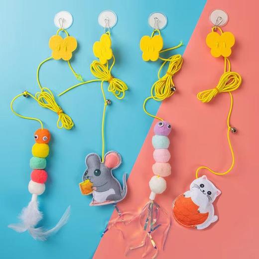 新款可爱逗猫棒挂门荡秋千猫咪玩具弹力绳带铃铛自嗨随机款式 商品图0