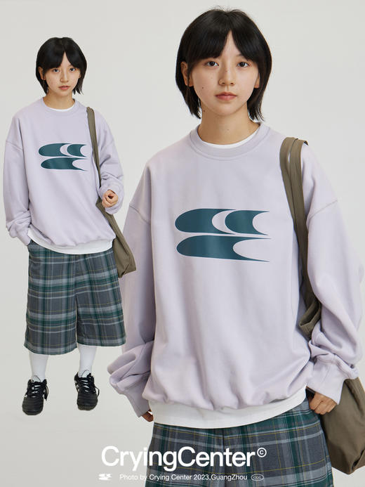 CryingCenter莫兰迪色系经典logo圆领套头毛线圈长袖卫衣哭喊中心 商品图2