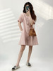 YX【现货7天】法式通勤气质亚麻连衣裙女2023夏季新款设计感单排扣短袖a字裙 商品缩略图2