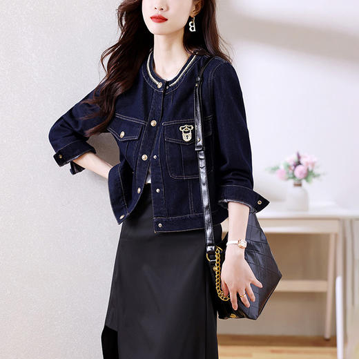 HR WA22729牛仔外套复古休闲工装夹克上衣 商品图1