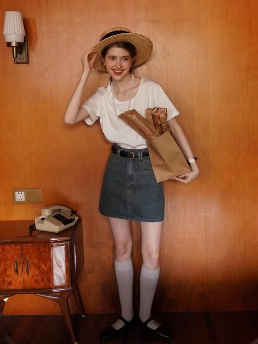 浮生八记/23B143/棉水洗原牛短款牛仔半裙 商品图0