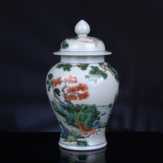 青花五彩林深见鹿将军罐 商品图1