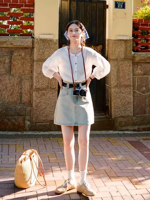 浮生八记/23B143/棉水洗原牛短款牛仔半裙 商品图1