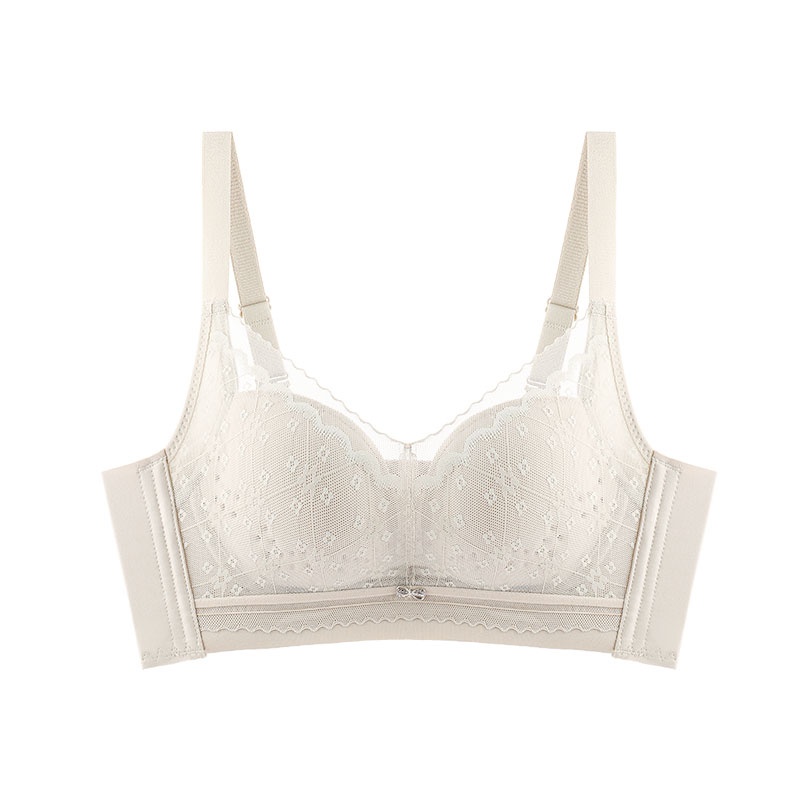 梦芭蒂薄大胸显小内衣女透气上托收副乳文胸聚拢舒适胸罩沁语梦花