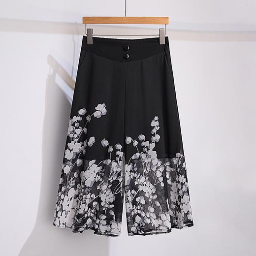 夏款通勤优雅，宽松时尚印花雪纺裙裤后腰松紧气质阔腿七分裤MYX-9414 商品图1