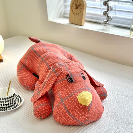 纯棉全棉色织水洗棉格子小萌狗趴趴狗抱枕 商品图5