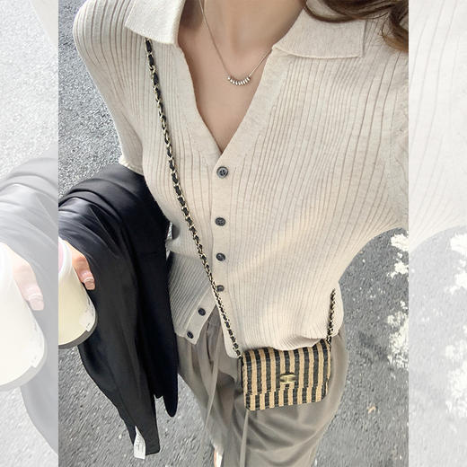 <曾小咸推荐>【小岛云烟】4色毛织系扣上衣 商品图1