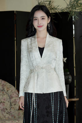 逸红颜明月优选#『琉萤』中式进口提花收腰西服上衣，淡雅却气场十足！
