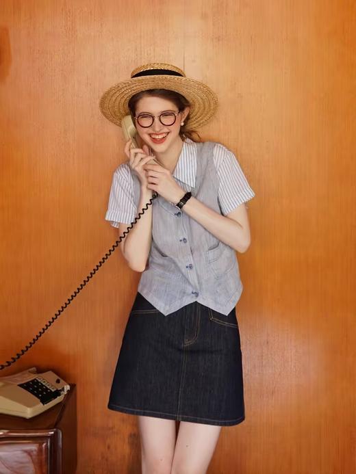 浮生八记/23B143/棉水洗原牛短款牛仔半裙 商品图2