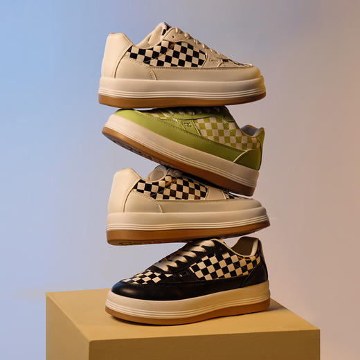 iSTEP新品厚底棋盘格面包鞋 商品图0