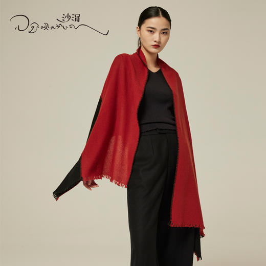 西藏氆氇两色羊绒披肩SJF94P389W 商品图0