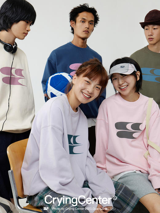 CryingCenter莫兰迪色系经典logo圆领套头毛线圈长袖卫衣哭喊中心 商品图0