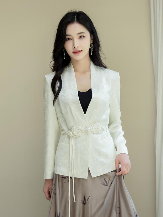 逸红颜明月优选#『琉萤』中式进口提花收腰西服上衣，淡雅却气场十足！ 商品图7